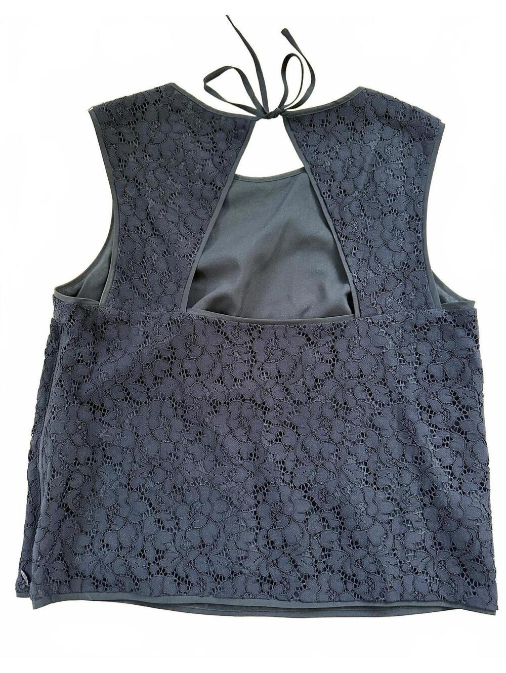 Rachel Roy Navy Lace Sleeveless Topwith Open Back(Elegance with an Edge 💙)